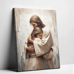 Comfort With Him Christian Wall Art Jesus Hugs Girl And Woman Christ Poster Home Decor