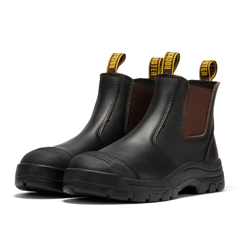 Steel Toe Shoes Leather Work Boots for Men Footwear Comfort Construction botas Slip-resistant Wide Fit Boy Worker Springtok Closed Parent