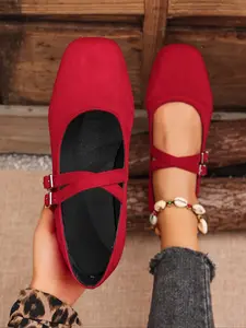 Women's Fashionable Leopard Print Ballet Flats, Casual Comfortable Cross Double Buckle Design Flat Shoes for Daily Wear, Lightweight Breathable Shoes for Women & Girls, Casual Trendy Flat, Footwear
