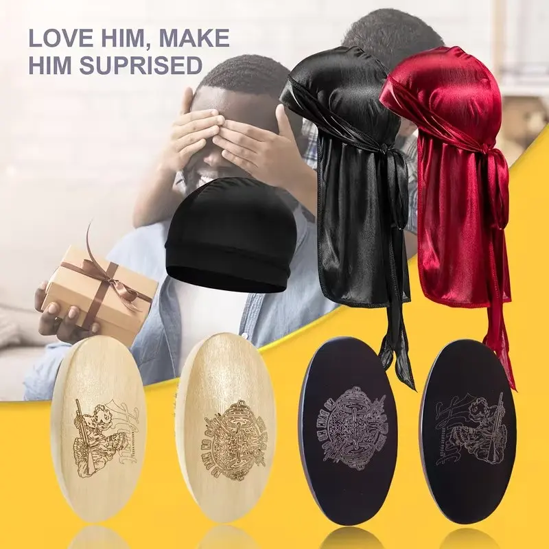 360 Wave Brush Set - Y Durags with Wave Brush with Premium Bristle Brush with Unique Pattern Design, Durag - Y Shine & Training, Curved Brush, Durag Cap Set for Men & Women, Salon Styling Brush, Premium Hair Brush, Haircare Brush