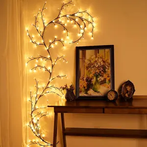 1pc 96led Simulation Plant Branch Lights, Willow Vine Lights for Indoor Wall Decor, Dimmable LED Light Fixture for Living Room & Bedroom#BranchLights #WillowLights #WallDecorLights #LEDBranchLights #BedroomDecor #HolidayLights #AmbientLights