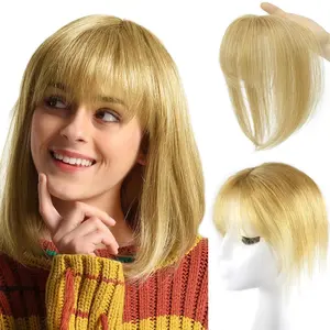 Unipearl Hair Toppers for Women Real Human Hair Clip in Bangs 360° 3D Cover Wipsy Clip on Bangs for Daily Wear Hair Topper with Fake Bangs Hair Clip Human Hair Pieces for Thinning Hair Black Light Brown Honey Blonde Dark Brown woman real