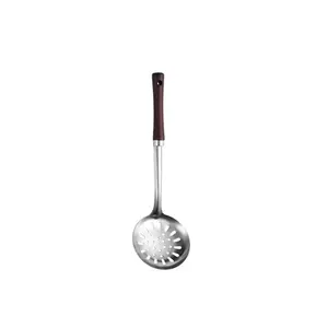 304 Stainless Steel Strainer Spoon, Long Handle Large Size, Kitchen Heat-Resistant Wooden Handle, Soup Powder Filter, Cooking Utensil, Kitchen Utensils