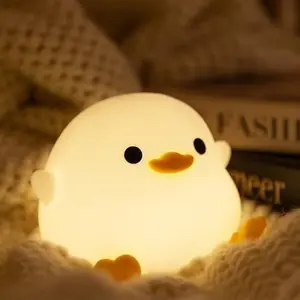 【Pookie】Duck Night Light, Cute Duck Gift for People, Duck Light Gift, Dormitory Decorative Light, ABS+SIL, Touch Control, Portable Rechargeable Dimmable, Best Choice for Gift Giving (DoDo Duck)