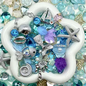 Mermaid Treasures - Junk Live Mix- Junk Mix Rhinestone Alloy, ABS & Acrylic Charms – Sparkly Decorative Pieces for DIY Phone Cases, Decoden Cream & Resin Crafts