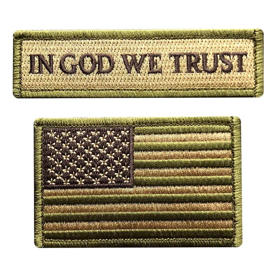 in God We Trust USA Flag Tactical Hook Patch (3.75 X 1.0-3.0 X 2.0 Bundle G1-U1)