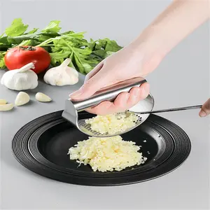 Stainless Steel Garlic Press, Durable Kitchen Tool, Ideal for Home Cooking, Professional Garlic Squeezer, Easy to Clean, Rust-Resistant