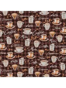 Coffee Print Cotton Calico Fabric