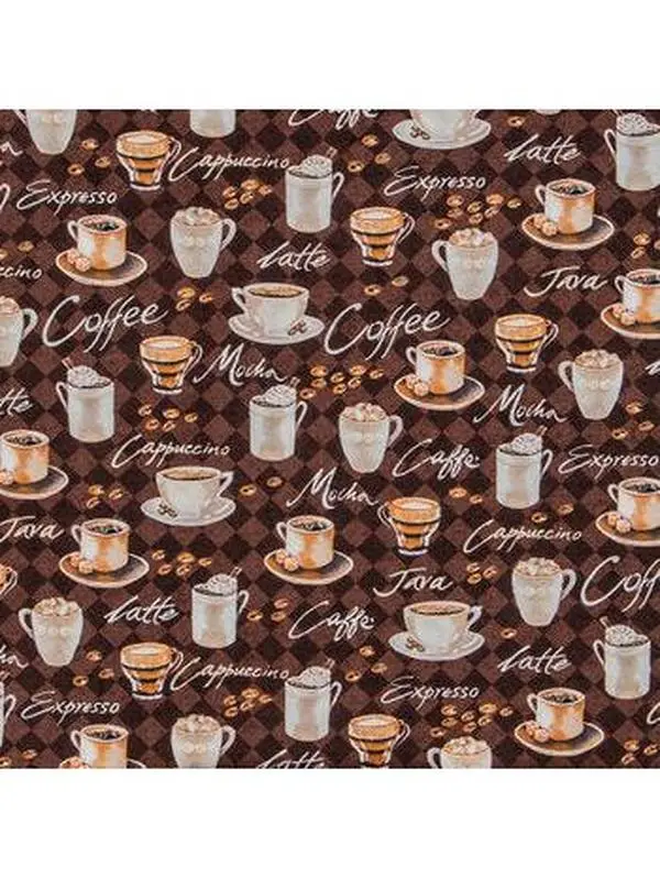 Coffee Print Cotton Calico Fabric