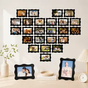 Creative Rectangular Wave Decorative Picture Frame - 4*6 cm heart-shaped frame, suitable for wall and tabletop display (with adhesive), used to record precious moments - The wave-shaped frame can enhance memory and make the home full of love and warmth