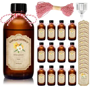12 Pack 2-Ounce Amber Glass Bottle with Lid for Homemade Vanilla Extract and 12-Piece Vanilla Extract Stickers for Syrup Gifts,vanilla extract bottles