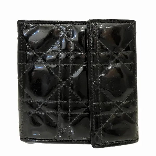 Pre-owned Dior Patent Leather Small Leather Goods Lady Trifold Wallet