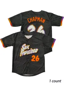 1 Count Men's Letter Embroidery V Neck Baseball Jersey, Casual Breathable Quick Drying Baseball Top, Baseball Shirt, Men's Sportswear for Daily Wear, Stylish Jersey