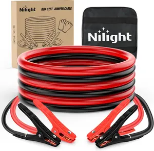 Nilight 8 Gauge 12 FT Tangle-Free Car Battery Jumper Cables, Heavy Duty Emergency Start Kit with 250A Peak, 250A CCA & Carrying Bag, for SUVs, Sedans
