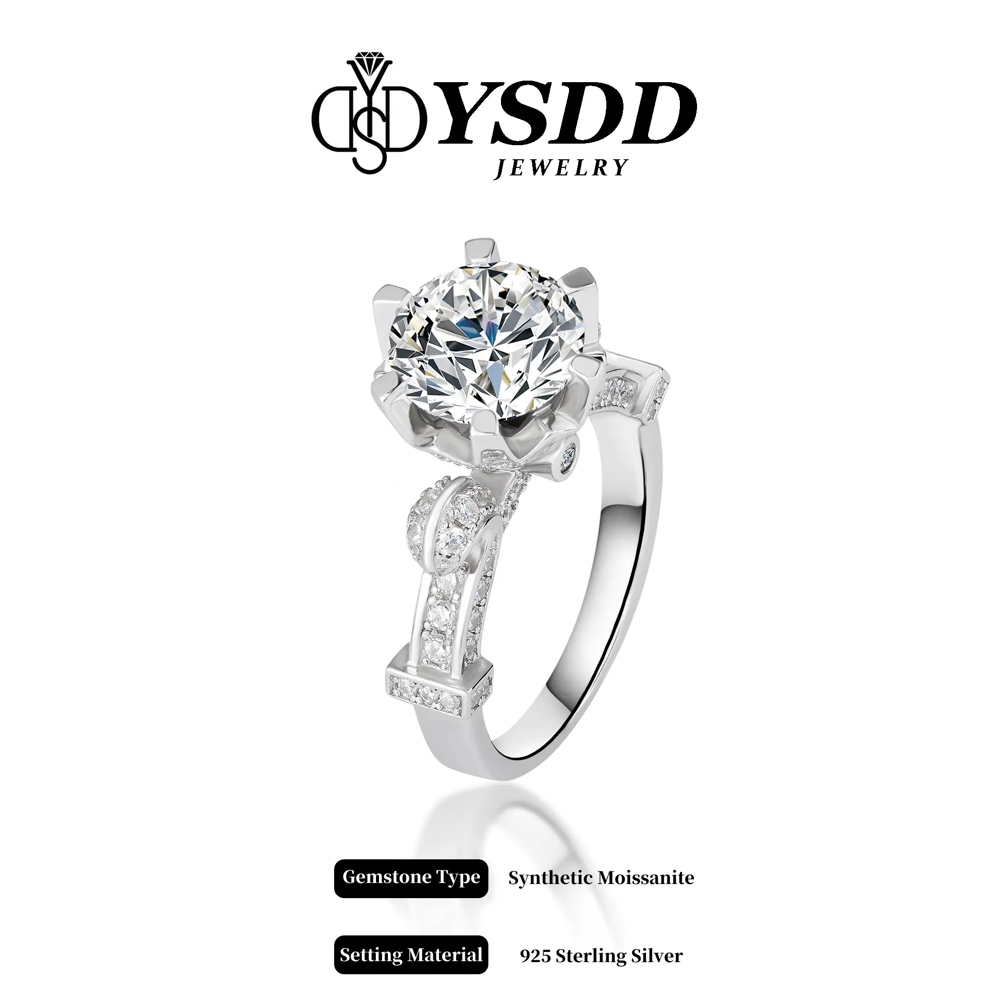 【#170 Wishing Fountain】3Carat Vintage Flower S925 Synthetic Moissanite Ring