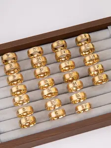 Elegant Stainless Steel Letter Ring, 26 Initial Design DIY Stackable Hand Jewelry, Stacking Rings, Defining Your Exclusive Name, is a Great Perfect Gift for Daughter & Girlfriend & Mom & Boyfriend & Dad