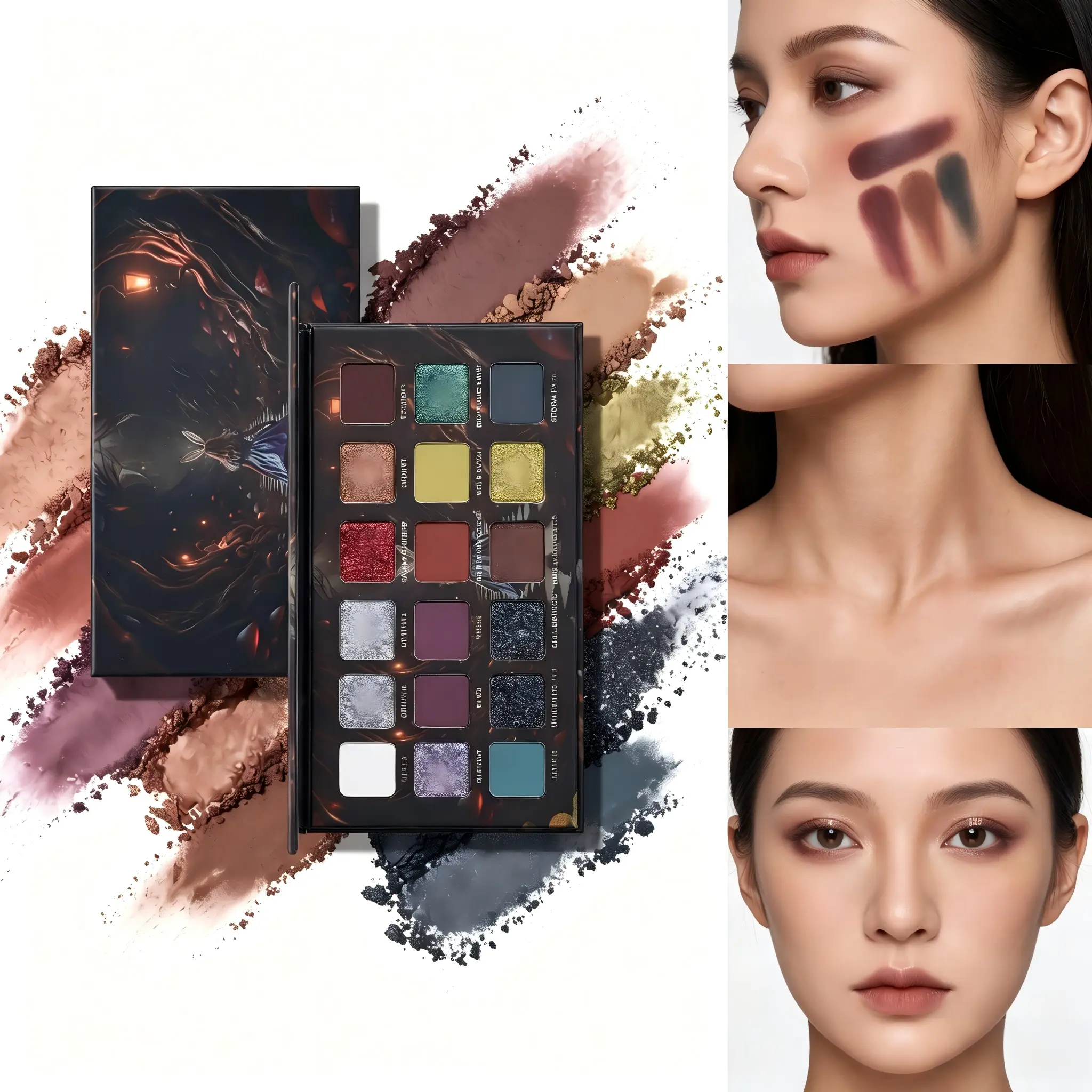 Underground Tone 15‑Color Eyeshadow Palette, Matte Shimmer Glitter Multi‑Shades Smoky Eye Makeup Palette for Gothic Stage Cosplay Makeup