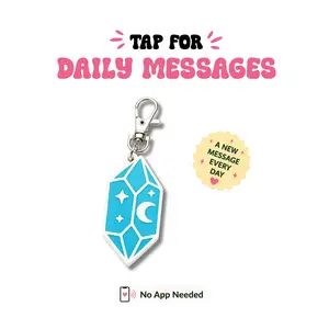 TapKeeps NFC Crystal Keychain - Tap for a New Daily Message - Celestial Moon and Stars Bag Charm - Cute Aesthetic Gift