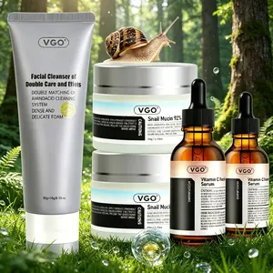 VGO-Vitamin C Serum, Moisturizer Snail, and Facial Cleanser Set Cleansing Moisturizing Suitable for sensitive skin Daily Gentle Moisture Hydrate Skin Care Kits Glowing Skin Kit