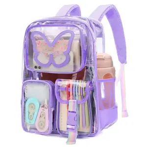 Backpack Heavy Duty Transparent Bookbag Cute Bag Large Capacity See Through Backpacks Stadium Approved Daypack for Middle School College