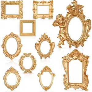 10 count   Mini Frames Set, Baroque Victorian Ornate Decorative Frames for Gallery Wall Decor, DIY  Display, Antique Frame for , Wedding, Room, No Glass or Backing ()