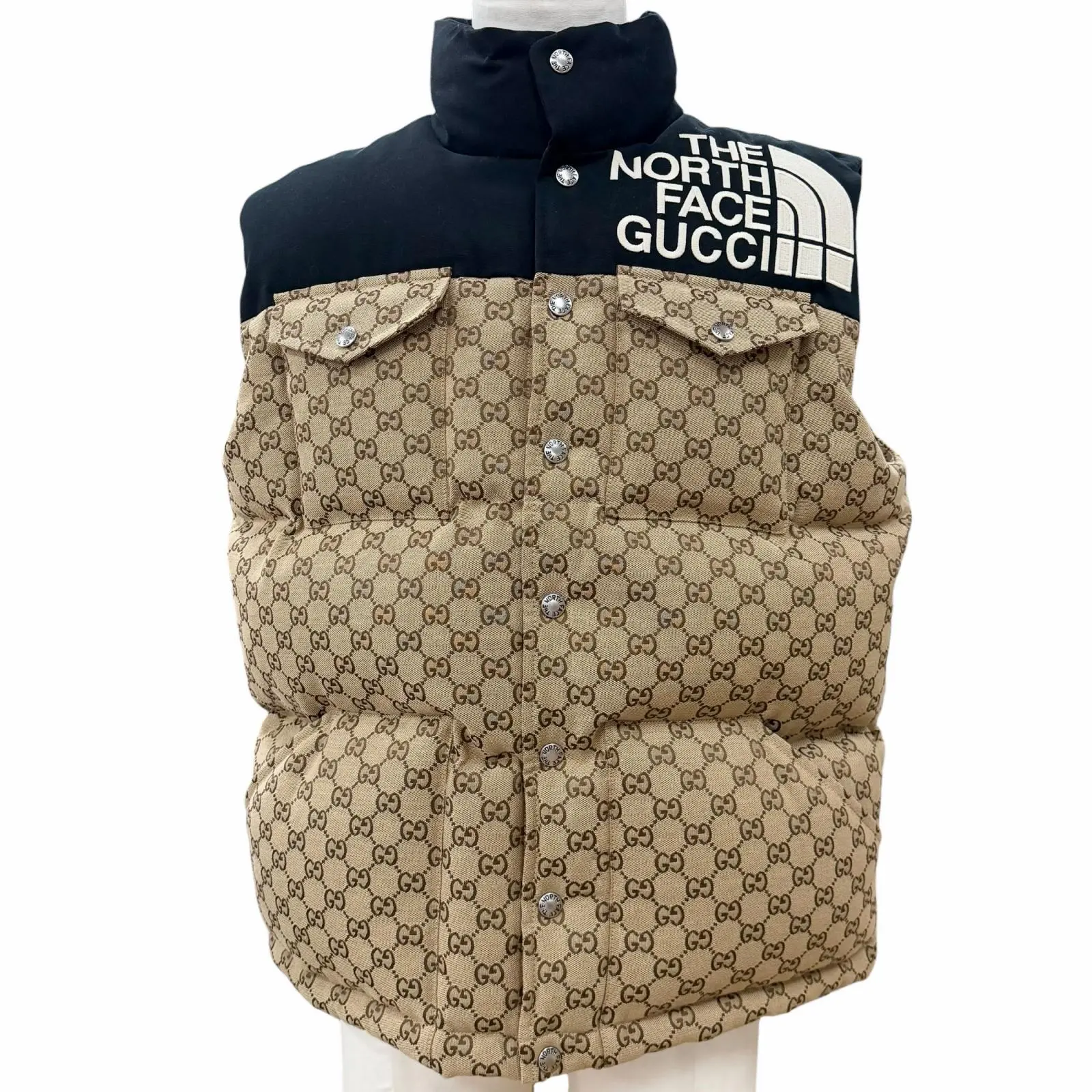 Pre-owned GUCCI Cotton Small Leather Goods The North Face GG Down Vest