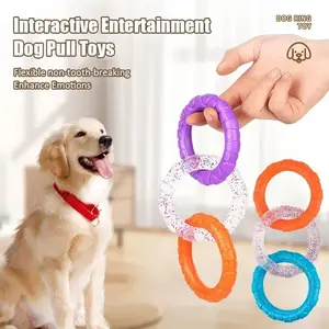 Dog Pulling Toy Soft Bite-resistant Teething Chews Pulling Three Consecutive Circle Ring Fun Interactive Puppy Toys Pet Supplies
