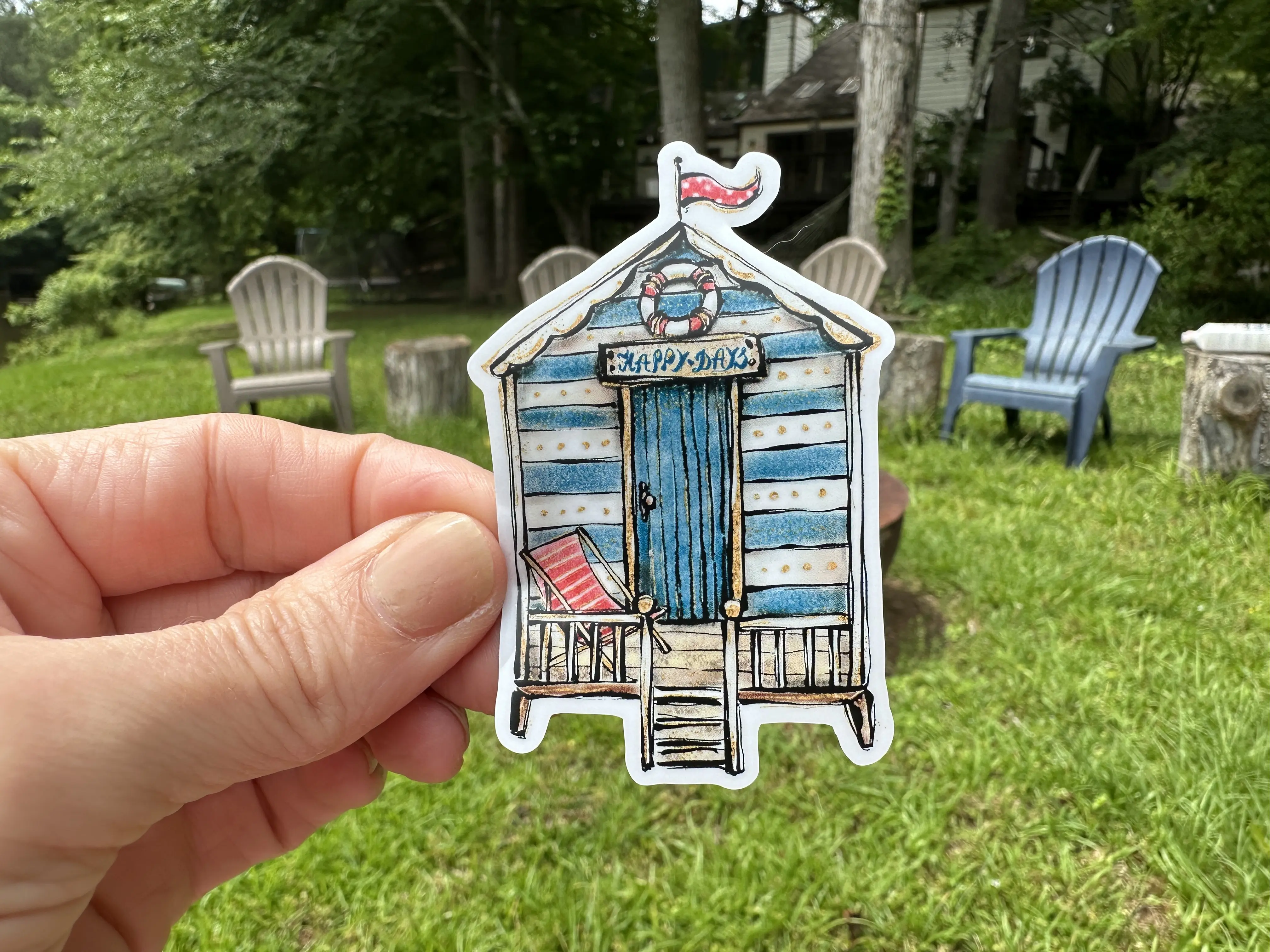 My Vinyl Cut Sticker Nautical A Blue Beach Cabana Waterproof Permanent Adhesive