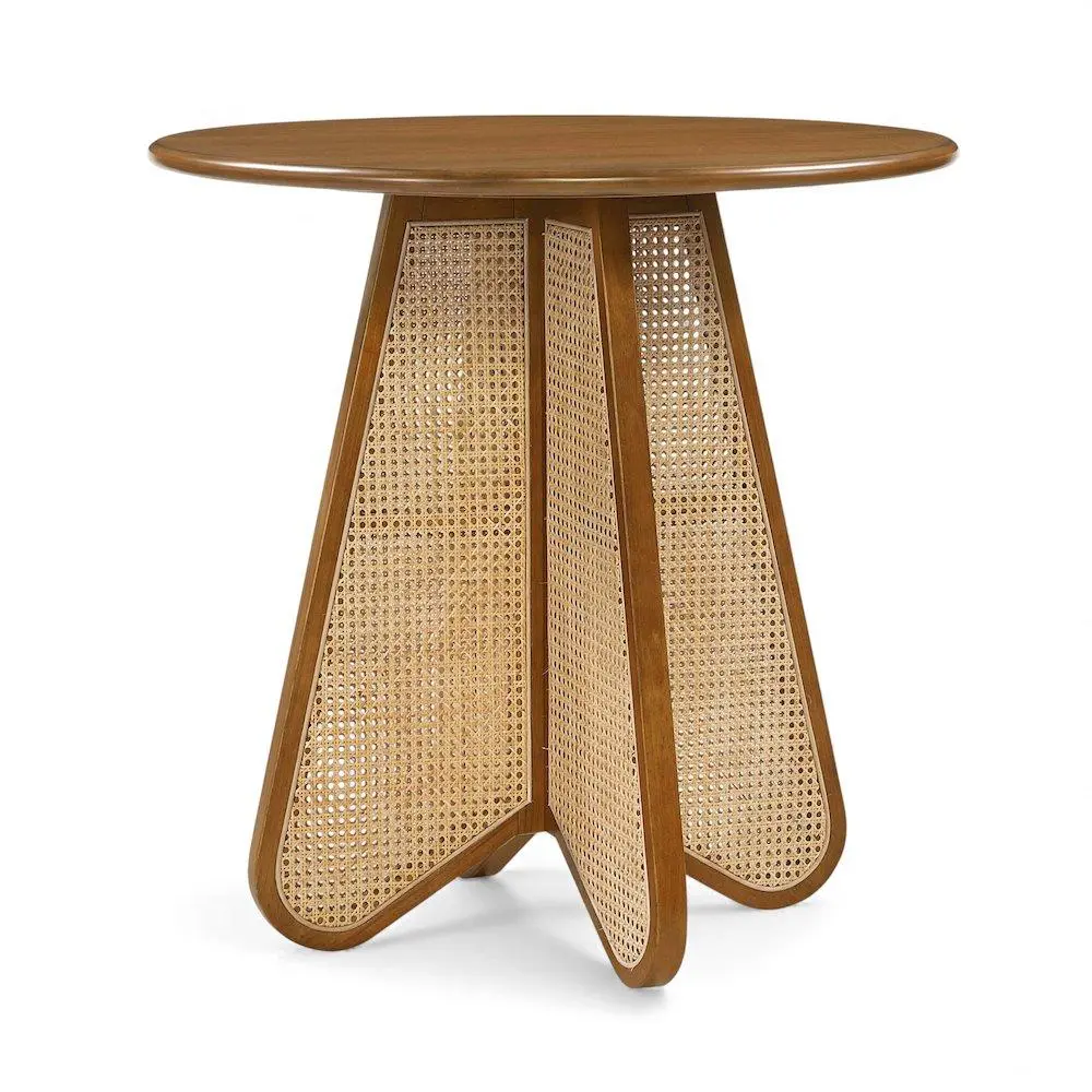 Butterfly 36" Brown / Natural Solid Wood And Natural Cane Counter Height Table