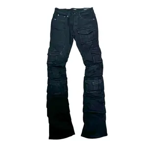 KD - Stacked Multi Cargo Denim - JET BLACK - 2056B