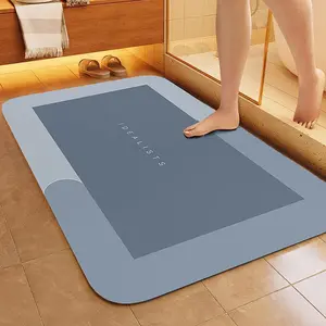 Premium Quick-Dry Bathroom Mat - Ultra-Absorbent, Non-Slip, Machine Washable, and Mildew-Resistant Rug for Shower, Kitchen, Laundry Room, and More with Geometric Design and Easy Cleaning