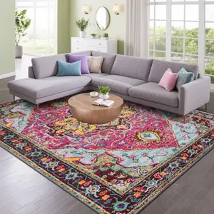 Velvet + Soft and Comfortable Bohemian Retro Islamic Geometric Texture Pattern Printed Carpet, Home Decoration Carpet, Living Room Large Carpet Sofa Cushion Entrance Mat Coffee Table Mat Bedroom Carpet Bedside Mat