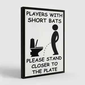 Humorous Baseball Canvas Wall Poster, Ideal Gift for Sports Lovers & Home Decor, Humorous Design Canvas Print for Bathroom Toilet Room Decor