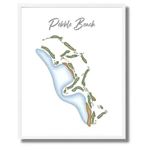 Pebble Beach Golf Links Map - Gradient Poster & Canvas Wall Art Print