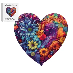 Heart-Shaped Wooden Jigsaw Puzzle, Unique Irregular Animal Shape, Perfect Gift for Lovers & Friends, DIY Game, Fun Toy, Home Decor