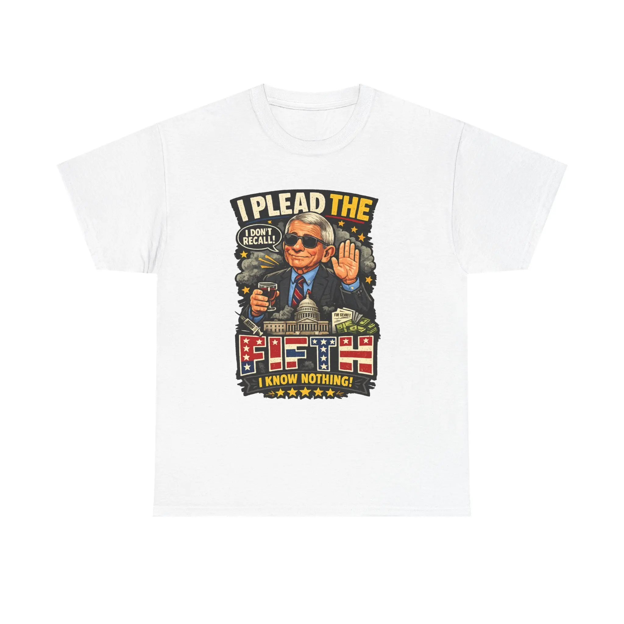 I Plead the Fifth Funny Political Parody T-Shirt | Satirical Graphic Tee | Humor Gift for Men & Women