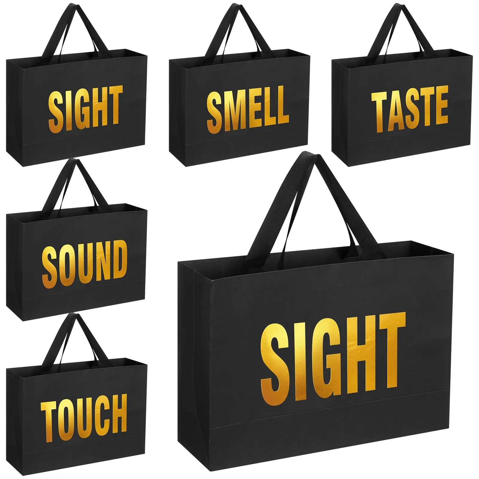 5 senses Gift Bags for Her Sight Smell Touch Taste Sound Goodie Bags with Handles Tissue Paper,Birthday Gift Idea,Present Wrappings for Girlfriend Couple,Galentine's Day Mother's Day Wedding Party Gift,Valentine Gift Exchange