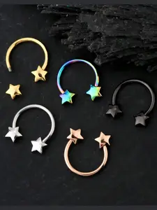 1pcs 16G Colorful 316L Stainless Steel Septum Piercing Jewelry Star Heart Design Nose Rings for Women and Men Septum Ring 10mm Valentine's Day Birthday Gift