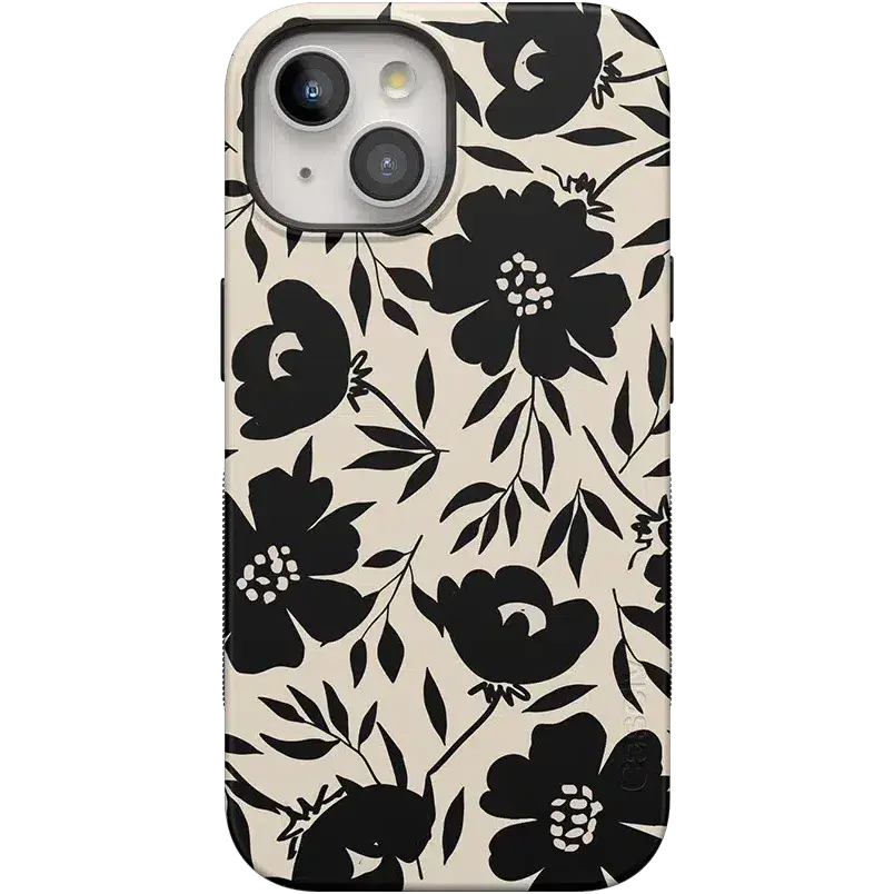 Casely iPhone 15 Case | Dark Fantasy | Contrast Floral | Bold Protective Design | Compatible with MagSafe