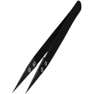 Ceramic Tweezers, Stainless Steel Ceramic Tweezers, Non-Conductive, High Temperature Resistance 1500 Degrees Applicable to Precision Electrical Operation (Black. )1 Pcs