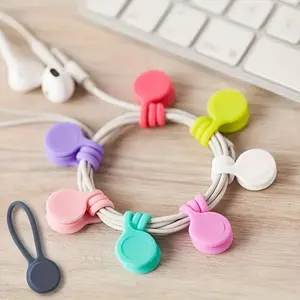 PrimPick 10 Magnetic cable straps - Reusable USB, headphone and keychain organizer - Durable plastic/metal design with strong magnets, multiple color options (pink, blue, green, yellow, white) - Perfect Halloween and Christmas gift, cable organizer