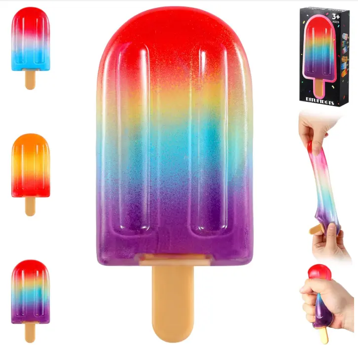 Popsicle Squishy Squeeze Toys , Malt Sugar Ice Cream Squishies Slow Rising Sensory Fidget Travel Toys for Adults, Kids, and Teens – Summer Classroom Prize (Colorful)