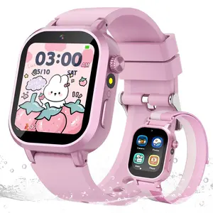 Kids Waterproof Smart Watch Girls Gift Age 3-12 with 39 Game HD Touch Screen Music Player Video Camera Pedometer Alarm Clock Birthday Gift for 6 7 8 9 Year Olds Pink Adjustable Velcro Band Wearable Aluminium