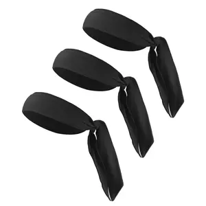 Unique Bargains 3pcs Adjustable Soft Sport Headband, Sweat Wicking Gym Tennis Tie Sweatband for Men and Women, Black