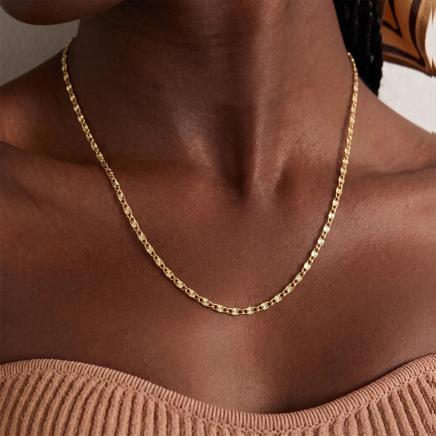 14K Gold Plated Flat Chain Necklace for Women - Anti-Tarnishing, Hypoallergenic and Lightweight Chains,Versatile, Elegant & Fashionable,Summer Gift for woman