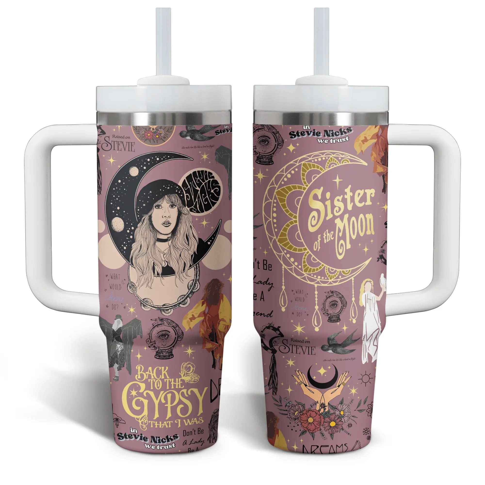 Stevie Nicks Music Custom Tumbler Cup 40 oz 20 oz Tumbler With Handle