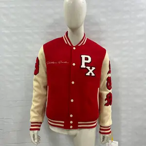 embroidered bulldog varsity letterman jacket