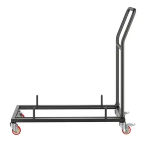 Folding Chair Rack, 300 LBS Capacity, L-shape Horizontal Placement Chair Cart for 25 Chairs, Heavy-duty Metal Chair Storage Dolly with Rubber Wheels and Holders, Large Chair Holder, Matte Black