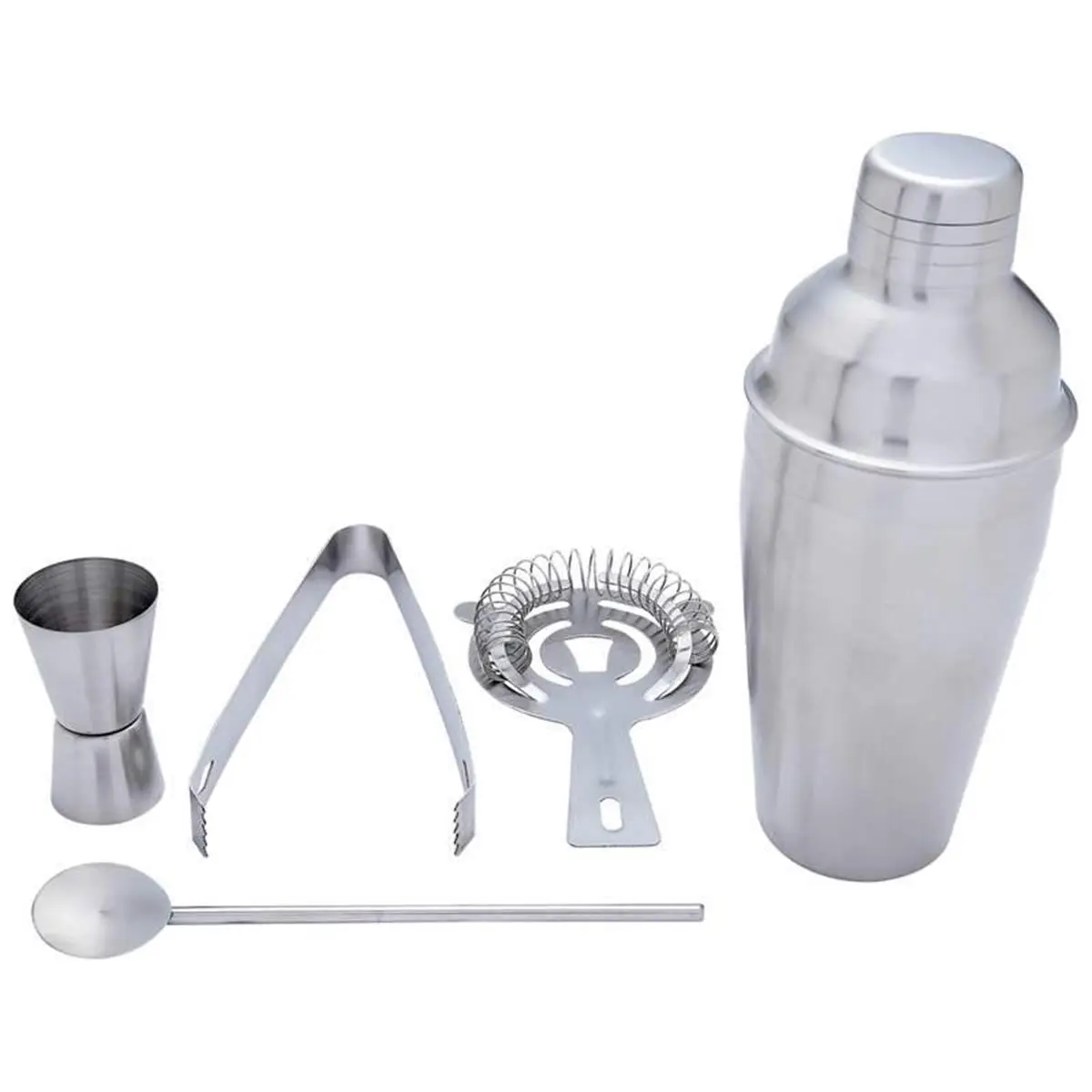 212 MAIN 5-Piece Stainless Steel Bar Set - Includes Shaker, Stirrer, Jiggers and Other Bar Utensils