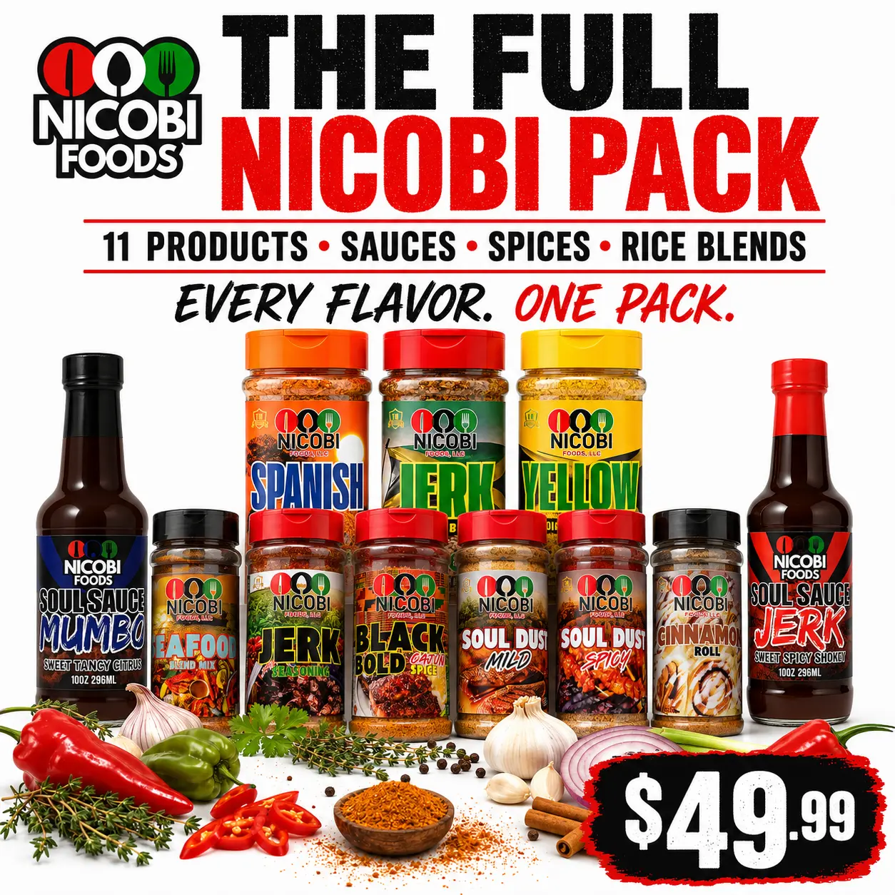 The Full Nicobi Pack — Sauces, Spices & Rice Blends